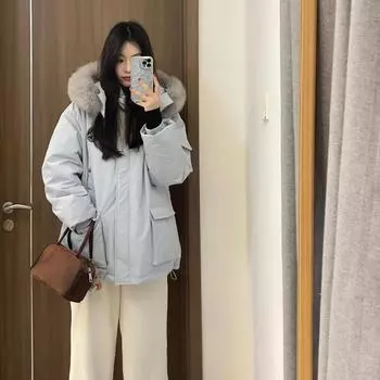 Зимняя новая утолщенная короткая куртка с капюшоном женская pie acrosss 90 белая утиная пуховая куртка маленькая нишевая куртка для поездок на работу XS