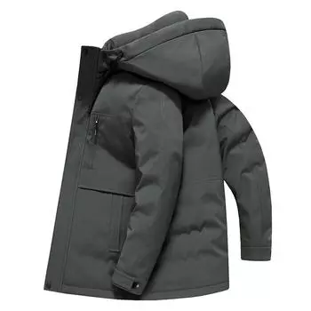 Зимняя новая утолщенная куртка средней длины для мужчин, белая утиная пуховая куртка с капюшоном, утепленная, повседневная M