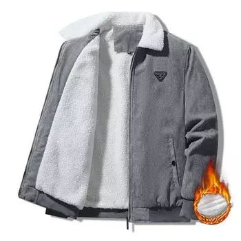 Зимняя новая вельветовая куртка мужская утепленная модная с воротником-стойкой кашемировая повседневная мужская куртка зимняя одежда. M