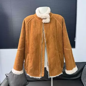 Зимняя новая версия из овечьей шерсти австралийская шерсть замша меховая куртка женская короткая S