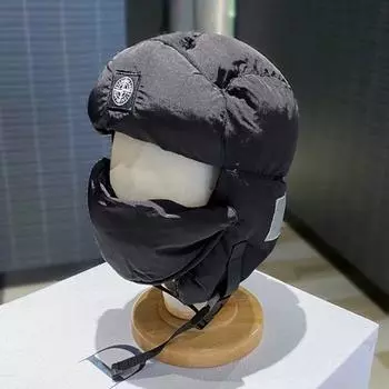 Зимняя новая ветрозащитная и морозостойкая теплая защита ушей с маской для велоспорта Lei Feng, мужская и женская шапка для пар M (56-58cm) round label Lei Feng hat чёрный