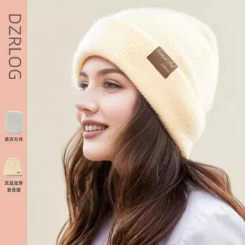 Зимняя новая вязаная шерстяная шапка женская простая модная пуловерная холодная шапка утолщенная теплая защита ушей сумка головной убор