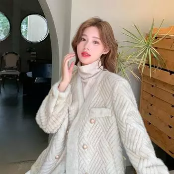 Зимняя новая высококачественная утолщенная флисовая шуба с v-образным вырезом из искусственного меха норки с добавлением флиса для женщин XS серый