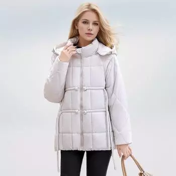 Зимняя новая застежка вниз хлопковая одежда женская китайская кисточка с капюшоном иностранный стиль свободный и тонкий простой пальто L бордовый