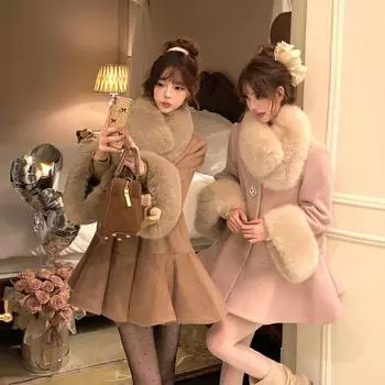 Зимняя новая женская элегантная универсальная шерстяная куртка-накидка S розовый