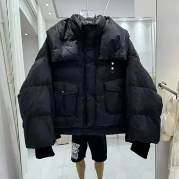 Зимняя новая женская куртка-пуховик 2024 года с коротким воротником-стойкой и прошитыми рукавами, маленькая теплая белая куртка-пуховик на утином пуху для женщин one size fits all светло-зеленый