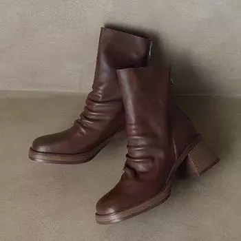 Зимняя новая женская обувь 2024 года, винтажные ботинки челси, женская обувь, женские ботильоны, натуральная кожа, женские ботинки в стиле вестерн в стиле ретро 34 чёрный