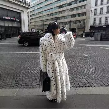 Зимняя новая женская одежда костюм воротник лисьего меха имитация пальто удлиненный свободный тренчкот S