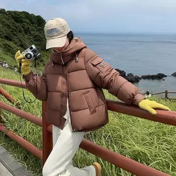 Зимняя новая женская одежда утолщенная теплая и ветрозащитная модная хлопковая одежда с капюшоном женская хлопковая куртка повседневная S чёрный