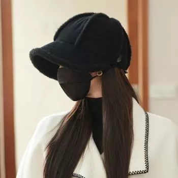 Зимняя новая женская японская плюшевая шапка с большой окружностью головы восьмиугольная шапка плюшевая теплая маленькая шапочка Tide One Size