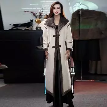 Зимняя новая женская утепленная куртка выше колена на флисовой подкладке M чёрный