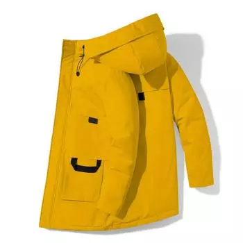 Зимняя новинка 80 г. Белая утиная пуховая куртка средней длины для мужчин, утолщенная теплая куртка большого размера для мужчин M