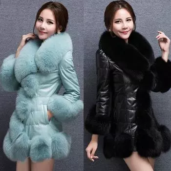 Зимняя новинка Haining искусственный мех женская кожаная куртка корейская версия пальто женское средней и длинной длины воротник из искусственного меха лисы тонкий P S белый