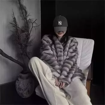 Зимняя новинка высокого класса в иностранном стиле, жареная уличная имитация норки, круглая шея, шиншилла, экологически чистый мех, шуба для женщин S абрикосовый