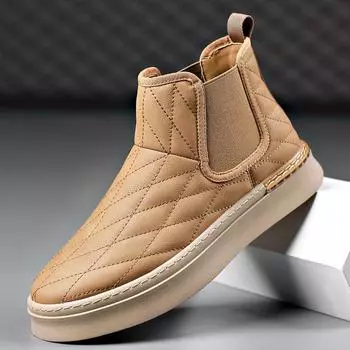 Зимняя обувь 2024 года для мужчин, ботильоны из натуральной кожи, высокие кожаные повседневные туфли, мужские уличные теплые плюшевые зимние ботинки 38 чёрный