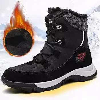 Зимняя обувь 35–47, женская зимняя обувь с высоким берцем и пушистым противоскользящим теплым снегом, мужская зимняя спортивная обувь большого размера 35 белый