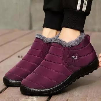 Зимняя обувь Botines Keep Warm Ботильоны Snow Botas Mujer Slip on Черные зимние ботинки Purple Plus Black Botas Mujer Низкая цена 35
