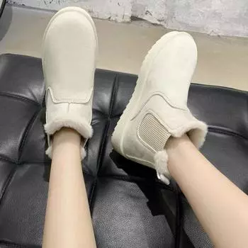 Зимняя обувь Ботинки с круглым носком и плоским каблуком, женские модные зимние ботинки, нескользящие женские босоножки без застежек 36 хаки