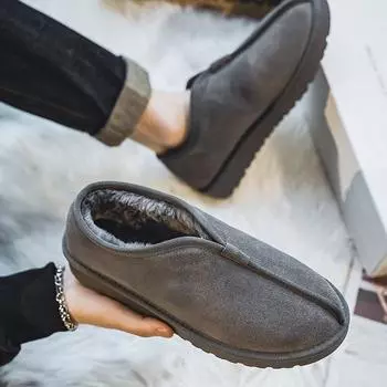 Зимняя обувь для мужчин Ботинки Slip On Теплые меховые зимние кроссовки мужские зимние ботинки Водонепроницаемые ботильоны Chaussure Homme для мужчин 38 чёрный