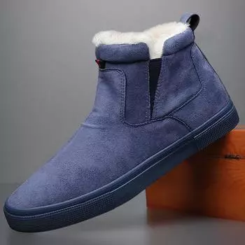 Зимняя обувь для мужчин Кожаные ботинки Теплые плюшевые кожаные повседневные ботинки для отдыха на природе 39 чёрный