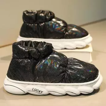 Зимняя обувь для мужчин Легкая Гибкая Уличная Рекомендуется Мягкая Удобная Универсальная Дышащая Плюс Бархат Новая Сохраняет Тепло 38-39 чёрный