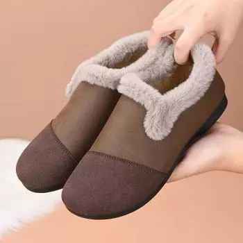 Зимняя обувь для новой мамы, бархатные шапочки с одной педалью, холодные и теплые, большие хлопковые ботинки, нескользящие зимние сапоги 35 чёрный