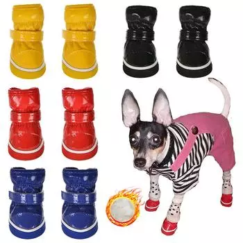 Зимняя обувь для собак для маленьких собак, теплая флисовая обувь для щенков, водонепроницаемые зимние сапоги для собак, обувь для чихуахуа-йорков, товары для домашних животных 1# чёрный