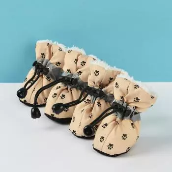 Зимняя обувь для собак Мягкая подошва Нескользящие зимние сапоги для маленьких собак Теплая флисовая обувь для щенков и кошек Чихуахуа Йоркшир Товары для животных S