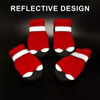 Зимняя обувь для собак, светоотражающие теплые сапоги для домашних животных, водонепроницаемые сапоги для собак, зимние сапоги для собак средних и больших пород, питбуль, красные, черные 4 чёрный