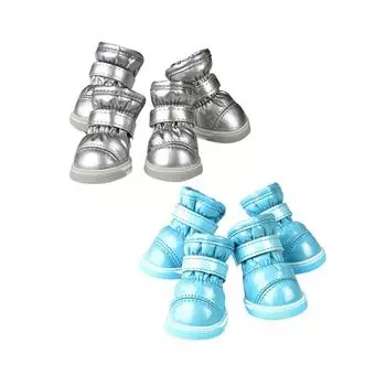 Зимняя обувь для собак, теплые зимние сапоги, непромокаемая меховая обувь, 4 шт./компл., нескользящая непромокаемая обувь для домашних животных для чихуахуа, Тедди L синий