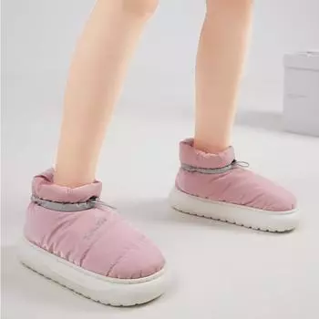 Зимняя обувь для женщин 2022 Новые поступления Ботильоны Снег Сапоги Женские Плюшевые теплые хлопчатобумажные туфли Женщины Плоские платформы Обувь 38-39 розовый