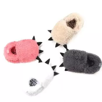 Зимняя обувь DYS для маленьких мальчиков и девочек с плюшевыми животными в форме лапы и когтей для малышей, обувь для малышей Prewalker 11 абрикосовый