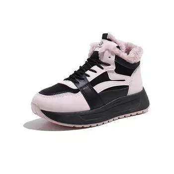 Зимняя обувь из флиса TUINANLE для сохранения тепла, хлопковая обувь с увеличенным размером, женская обувь для папы на толстой подошве 35 розовый/чёрный