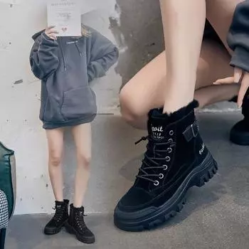 Зимняя обувь из натуральной кожи с мехом кролика, женские зимние ботинки, нескользящие теплые женские ботильоны из коровьей кожи на плоской подошве 35 хаки