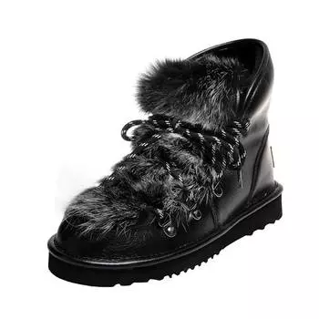 Зимняя обувь Krazing Pot из натурального кроличьего меха, зимние ботинки на платформе, женские повседневные теплые ботильоны без шнуровки 34 слоновая кость