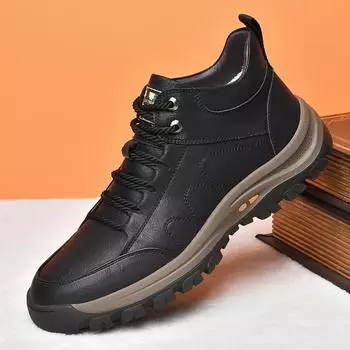 Зимняя обувь Мужские ботинки Кроссовки на шнуровке Меховые теплые зимние ботинки Высокие плоские повседневные хлопковые ботинки Твердые зимние ботинки Инструментальная обувь для отдыха на природе 38