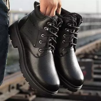 Зимняя обувь Мужские кожаные ботинки челси Винтажные повседневные модные зимние ботинки Мужские ковбойские мотоциклетные ботильоны Большой размер ghn78 38 чёрный
