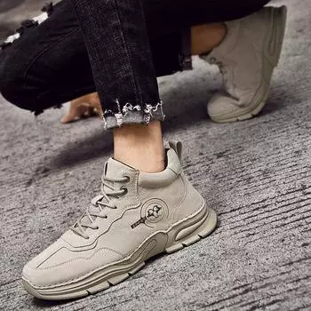 Зимняя обувь Новые мужские хлопковые туфли на платформе для отдыха на открытом воздухе Спортивная обувь Модные мокасины Дышащая мягкая подошва Мужская обувь 38 серый