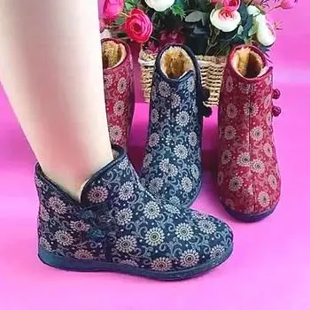 Зимняя обувь Old Beijing Cotton Shoes для пожилых женщин 2024 года, а также теплые нескользящие туфли для мам с бархатной подкладкой 41