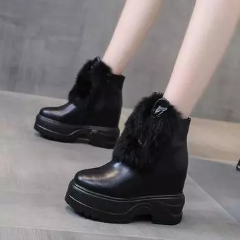 Зимняя обувь Женские ботильоны Теплые плюшевые женские кроссовки Плоские туфли на шнуровке Женские туфли на платформе Белые короткие зимние ботинки 40 белый