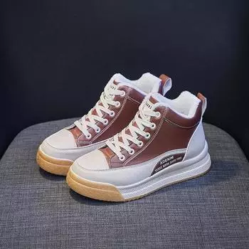 Зимняя обувь, женские кроссовки, флисовые теплые зимние ботильоны, женская спортивная обувь на платформе, дизайнерская женская удобная обувь для ходьбы 35