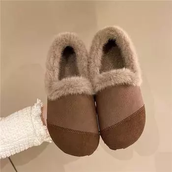 Зимняя обувь Женские мокасины с мехом Повседневные женские кроссовки Осенние туфли с круглым носком Без застежек и бантом Мокасины Удобные осенние новые 35 чёрный