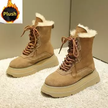 Зимняя обувь женские зимние ботинки на толстой подошве увеличивающие рост нескользящие женские ботильоны модный бренд женские зимние ботинки теплые 35 хаки