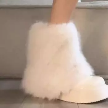 Зимняя обувь Женские зимние пушистые сапоги из искусственного меха лисы Женские плюшевые теплые зимние сапоги Роскошная обувь Ботинки из меха для девочек Модные 35