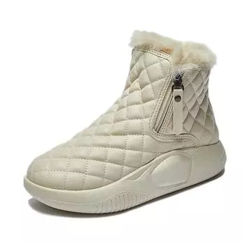 Зимняя обувь женские зимние сапоги на плоской платформе для холодной зимы теплые плюшевые женские ботильоны черные бежевые увеличивающие рост на 3,5 см 35 бежевый