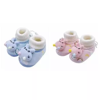 Зимняя очень теплая обувь для новорожденных, хлопковые милые зимние ботинки с героями мультфильмов, обувь для девочек и мальчиков, зимние пинетки на мягкой подошве с мехом для детей 0–18 месяцев. L