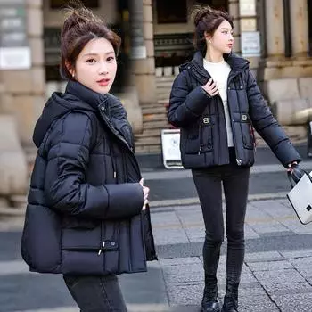 Зимняя одежда 2025 Новый дизайн со съемными рукавами Короткая хлопковая одежда Женская приталенная модная куртка-топ M