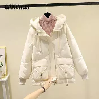 Зимняя одежда больших размеров из хлопка женская средняя длинная свободная утолщенная хлопковая куртка с капюшоном одежда для хлеба M синий