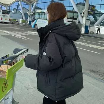 Зимняя одежда большого размера с хлопковой подкладкой, женская новая утолщенная одежда с хлопковой подкладкой, свободные куртки с хлопковой подкладкой с капюшоном, модные женские пальто, трендовые S recommends 75-51.5 kg