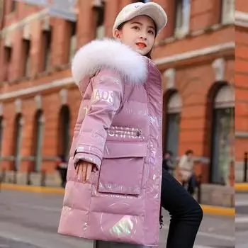 Зимняя одежда для девочек с хлопковой подкладкой Детская парка Зимний комбинезон для девочек Куртка из хлопка для девочек Водонепроницаемое пальто с капюшоном Детская верхняя одежда Одежда для подростков 170cm жёлтый